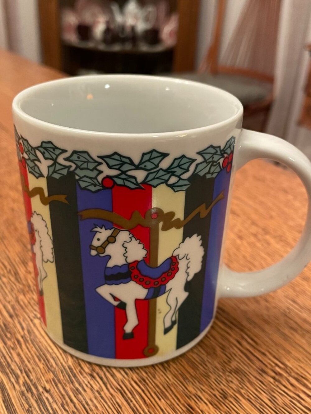 Vintage Christmas Carousel Themed Coffee Cup Mug American Specialty Gifts 11 oz.